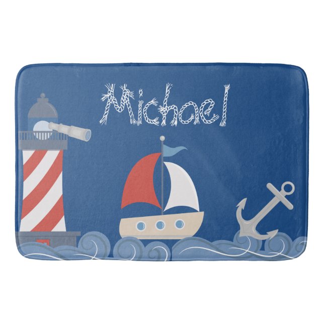 Nautical Bath Mat Personalised (Front)