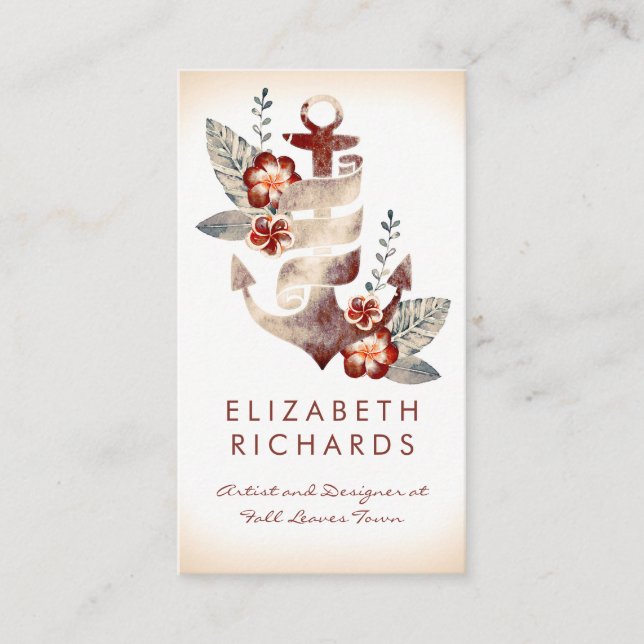 Nautical Beach Anchor Coastal Cruise Yacht Party Business Card (Front)