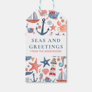 Nautical Beach Anchor Starfish Seahorse Gift Tags