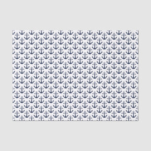 Nautical Beach Anchors Navy Blue White Sailing Tissue Paper