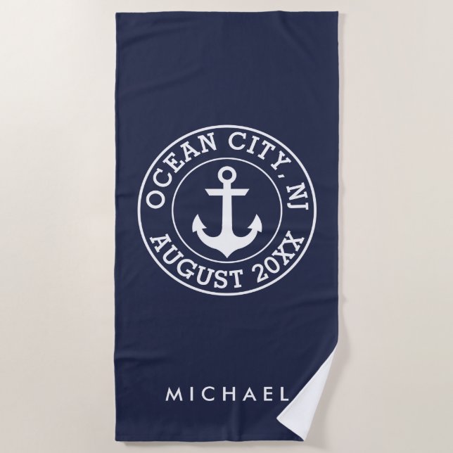Nautical Beach Beach Towel (Front)
