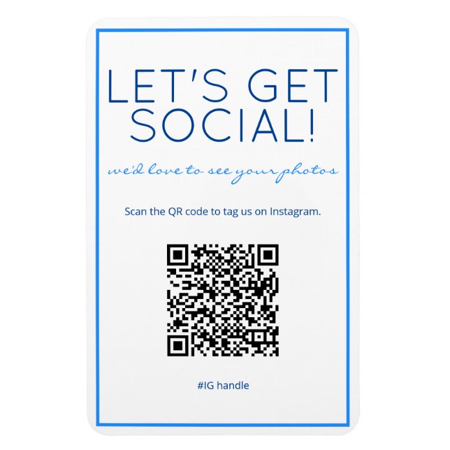 Nautical Beach Blue QR Code Social Media Magnet (Vertical)