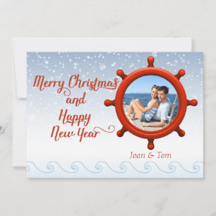 Nautical Beach Boaters Photo Christmas Card