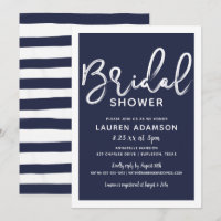 Nautical Beach Bridal Bash Shower Navy Blue Stripe