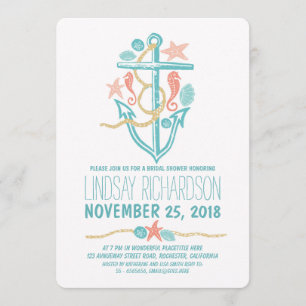 Nautical beach bridal shower invitations