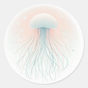 nautical/beach/coastal jellyfish classic round sticker