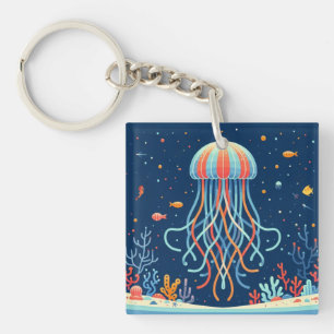 nautical/beach/coastal jellyfish key ring