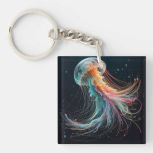 nautical/beach/coastal jellyfish key ring