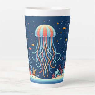 nautical/beach/coastal jellyfish latte mug