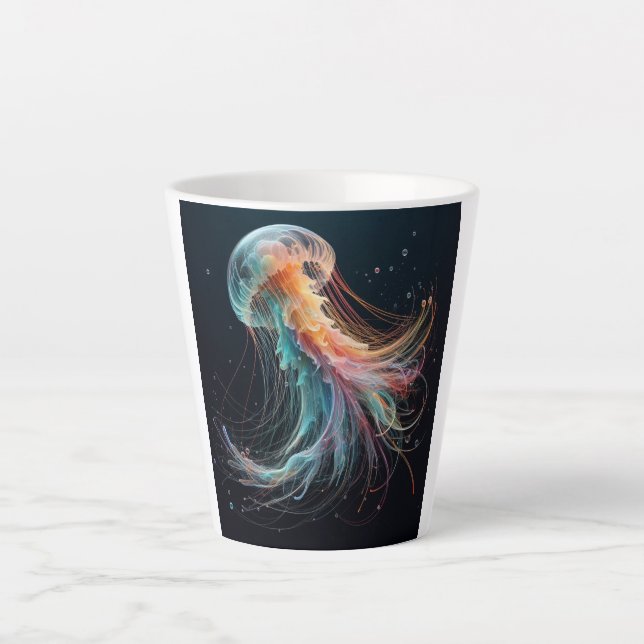 nautical/beach/coastal jellyfish  latte mug (Front)