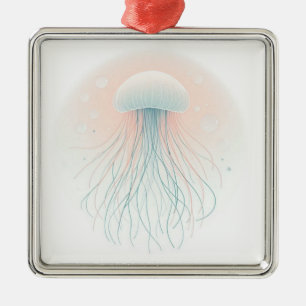 nautical/beach/coastal jellyfish  metal ornament