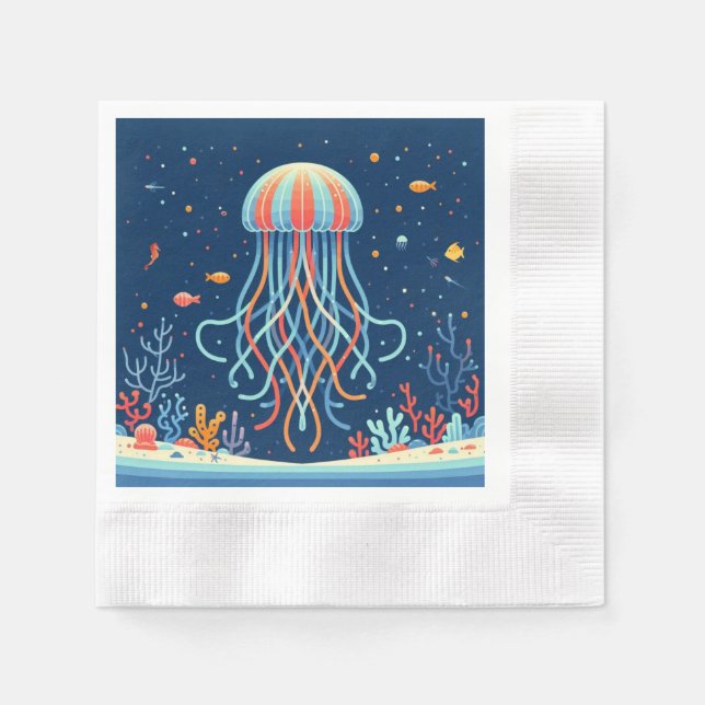 nautical/beach/coastal jellyfish napkin (Front)