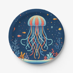 nautical/beach/coastal jellyfish paper plate