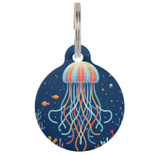 nautical/beach/coastal jellyfish pet tag