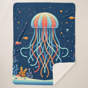 nautical/beach/coastal jellyfish sherpa blanket