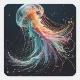 nautical/beach/coastal jellyfish square sticker