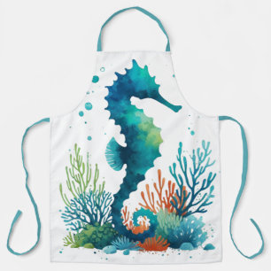 nautical/beach/coastal seahorse art apron