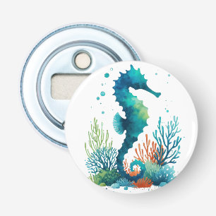 nautical/beach/coastal seahorse art bottle opener