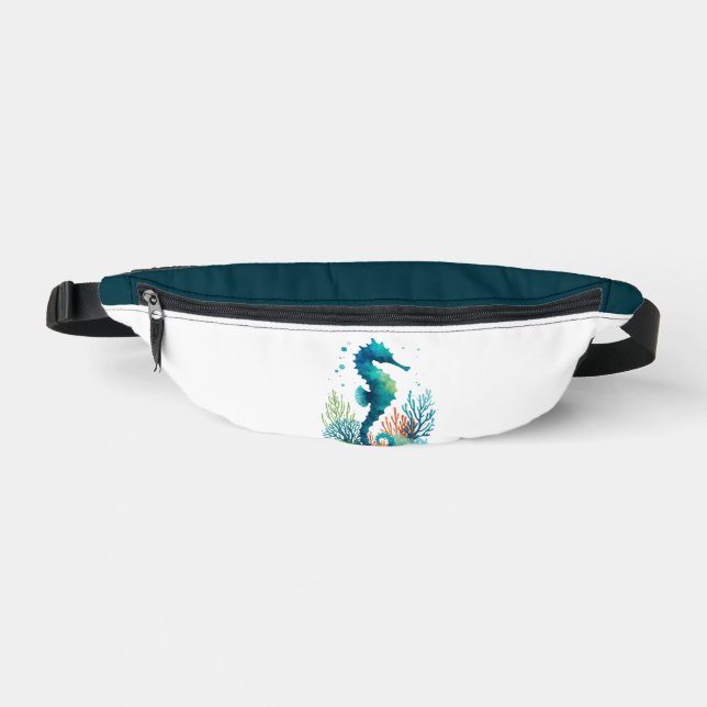 nautical/beach/coastal seahorse art bum bags (Front)