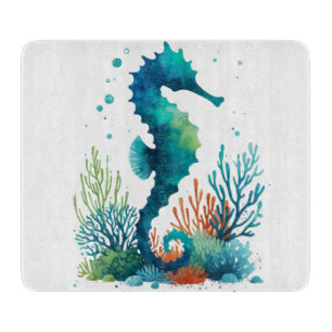 nautical/beach/coastal seahorse art cutting board