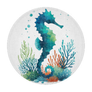 nautical/beach/coastal seahorse art cutting board