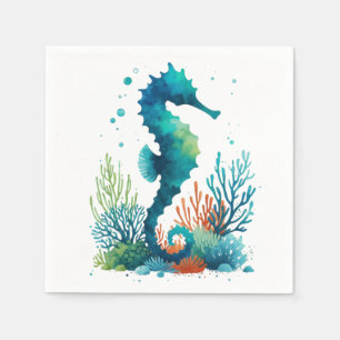 nautical/beach/coastal seahorse art napkin