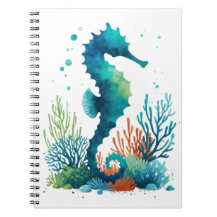 nautical/beach/coastal seahorse art notebook