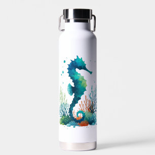 nautical/beach/coastal seahorse art water bottle