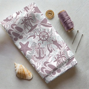Nautical Beach Collage Mauve ID840 Fabric