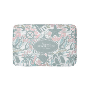Nautical Beach Collage Sage ID840 Bath Mat