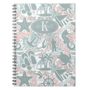 Nautical Beach Collage Sage ID840 Notebook