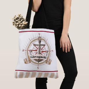 Nautical Beach Compass and Anchor Tote Bag