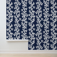 Nautical Beach Coral Reef Navy Blue White Coastal