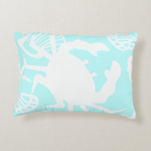 Nautical Beach Crab and Seashell Decorative Cushion