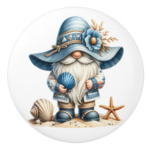 Nautical Beach Gnome Ceramic Knob