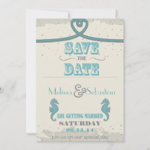 Nautical Beach Heart Knot Save the Date