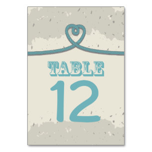 Nautical Beach Heart Knot Table Number