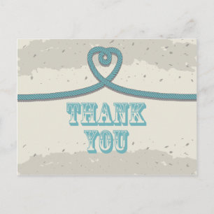 Nautical Beach Heart Knot Thank You Postcard