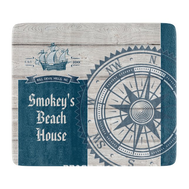 Nautical Beach House Cutting Board (Front)