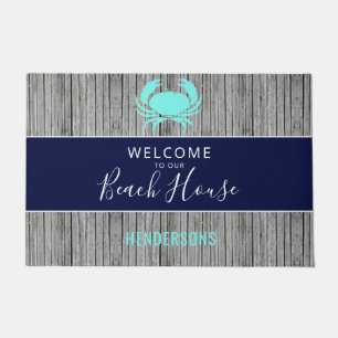 Nautical Beach House Rustic Family Monogram Name Doormat