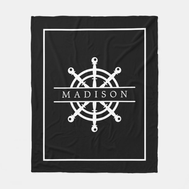 Nautical Beach Name Fleece Blanket (Front)