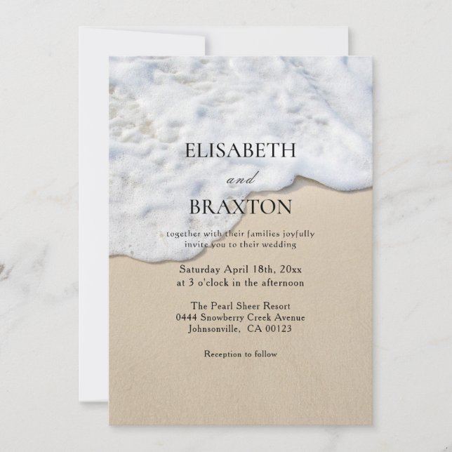 Nautical Beach Ocean Sand Wedding  Invitation (Front)