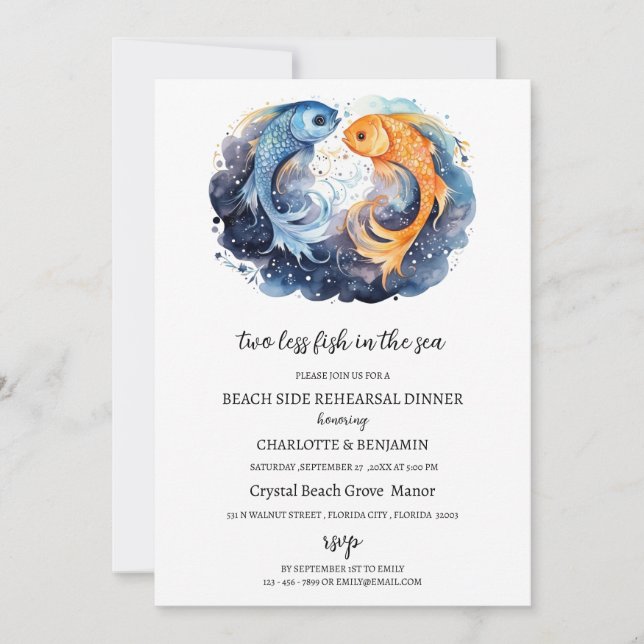 Nautical  Beach Ocean Theme Rehearsal Dinner  Invitation (Front)