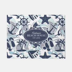 Nautical Beach Pattern Navy ID839 Doormat