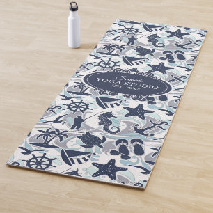 Nautical Beach Pattern Navy ID839 Yoga Mat