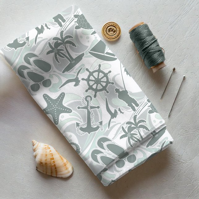 Nautical Beach Pattern Olive ID839 Fabric (Creator Uploaded)