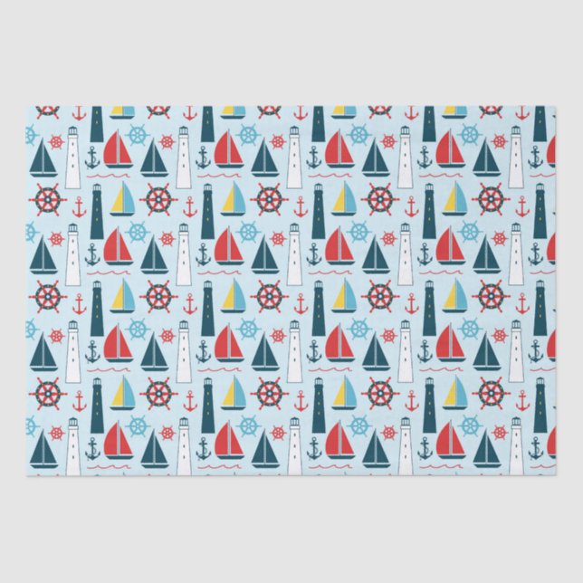 Nautical beach pattern tissue paper (Front)