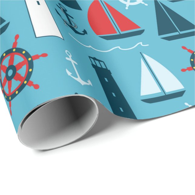 Nautical beach pattern wrapping paper (Roll Corner)
