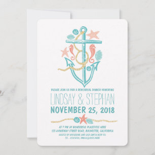 Nautical beach rehearsal dinner invitations
