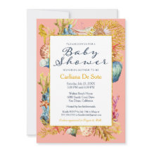 Nautical Beach Seashell Baby Shower Invitation